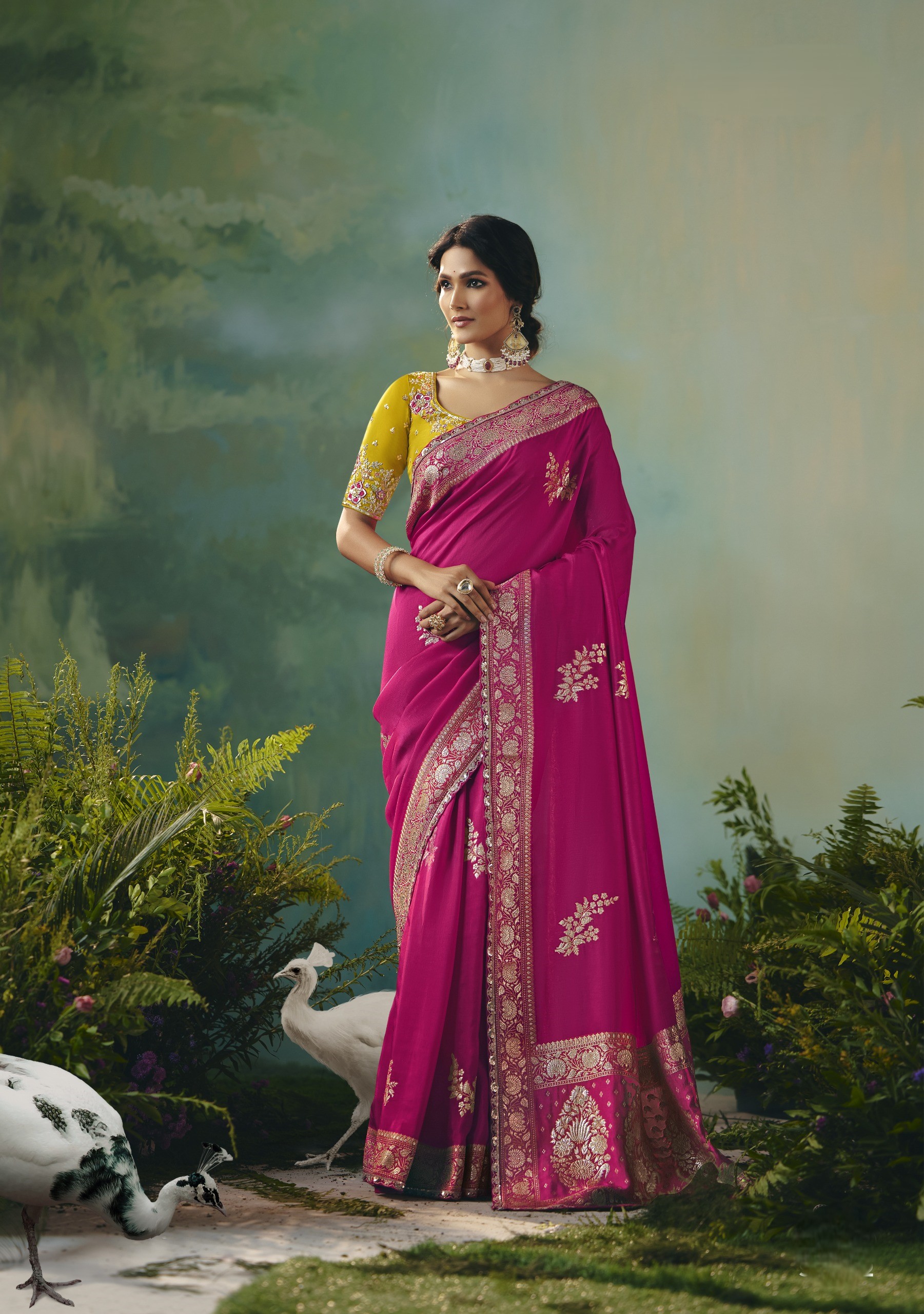 Rani Pink Traditional Silk Saree – Pink & Gold